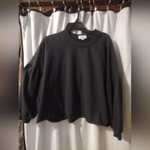 Mud Pie Medium Oversized Black Shirt With Ruffled Arms And Back